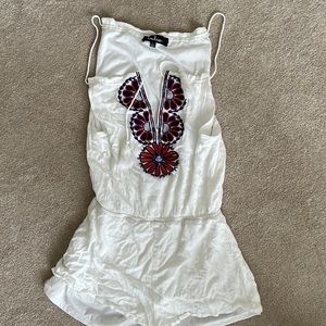 Lulus white romper with embroidering